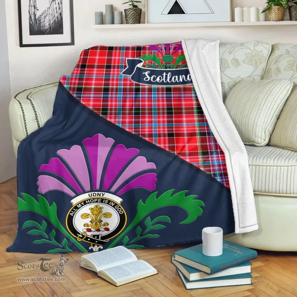 Scottish Udny Clant Tartan Blanket - Crest Scotland Thistle Scottish Plaid Tartan Plaid