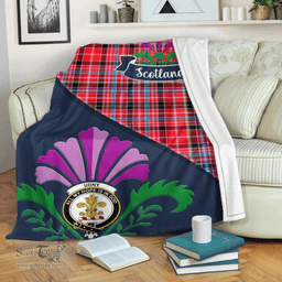 Scottish Udny Clant Tartan Blanket - Crest Scotland Thistle Scottish Plaid Tartan Plaid