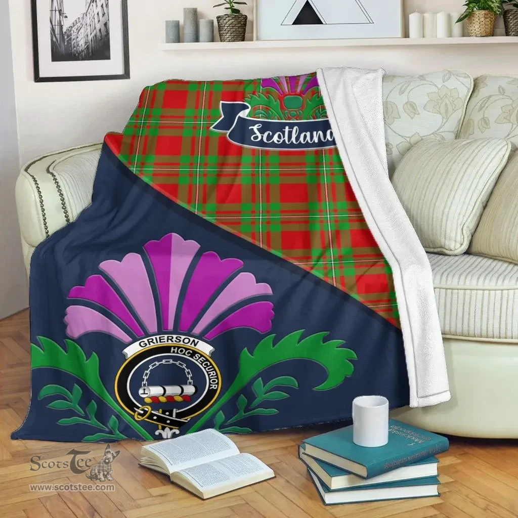Scottish Grierson Clant Tartan Blanket - Crest Scotland Thistle Scottish Plaid Tartan Plaid