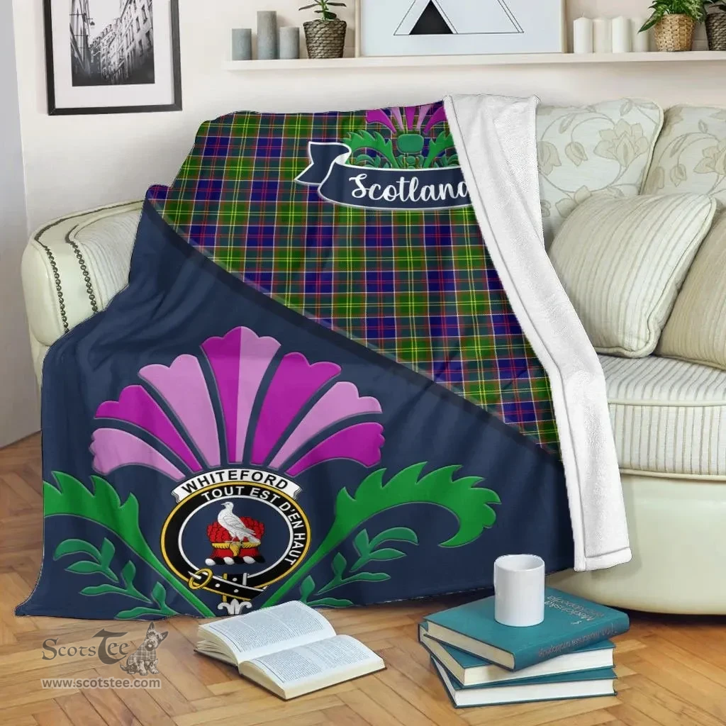 Scottish Whiteford Clant Tartan Blanket - Crest Scotland Thistle Scottish Plaid Tartan Plaid