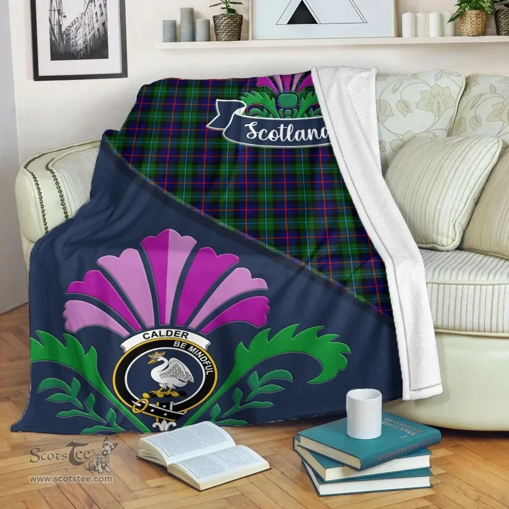 Scottish Calder (Calder-Campbell) Clant Tartan Blanket - Crest Scotland Thistle Scottish Plaid Tartan Plaid
