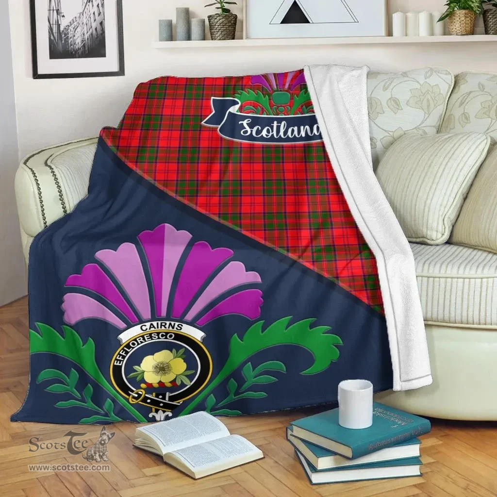 Scottish Cairns Clant Tartan Blanket - Crest Scotland Thistle Scottish Plaid Tartan Plaid