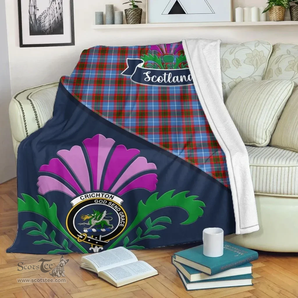 Scottish Crichton Clant Tartan Blanket - Crest Scotland Thistle Scottish Plaid Tartan Plaid