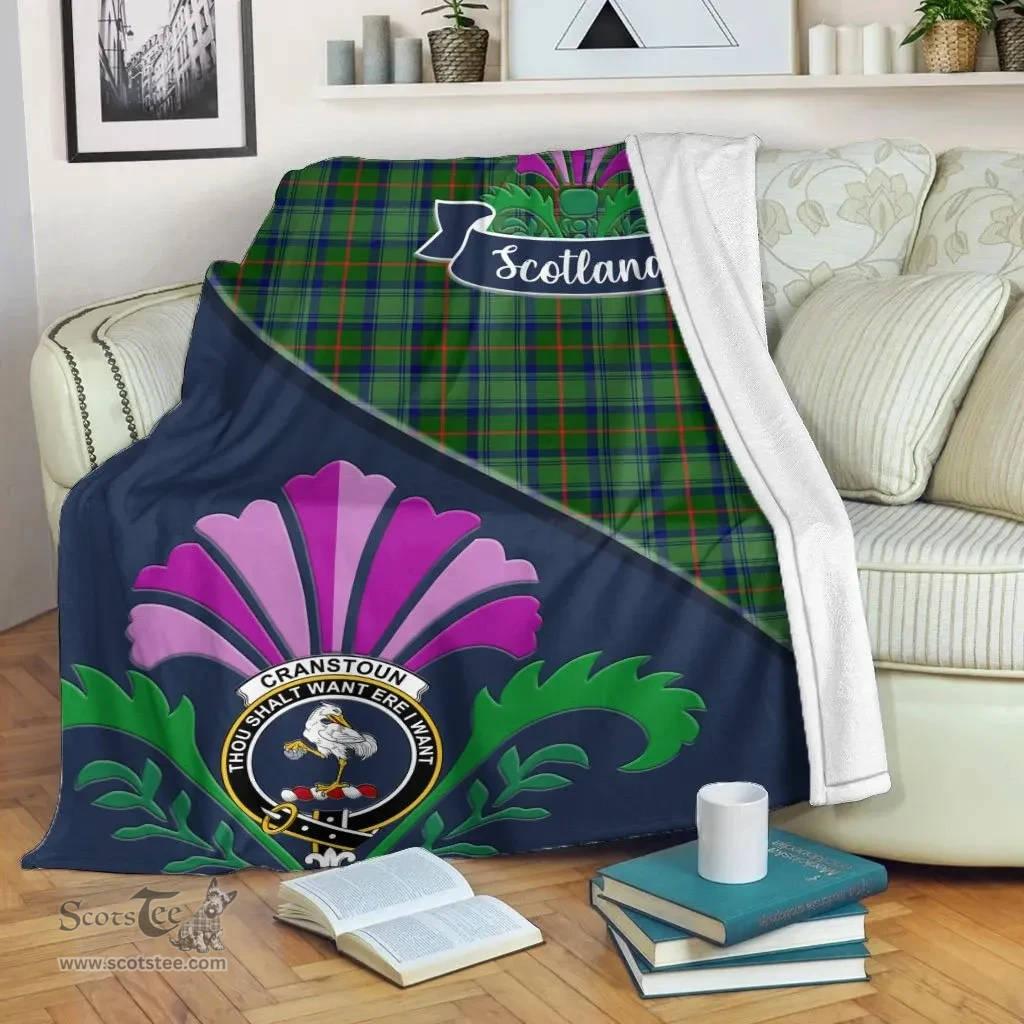 Scottish Cranstoun Clant Tartan Blanket - Crest Scotland Thistle Scottish Plaid Tartan Plaid