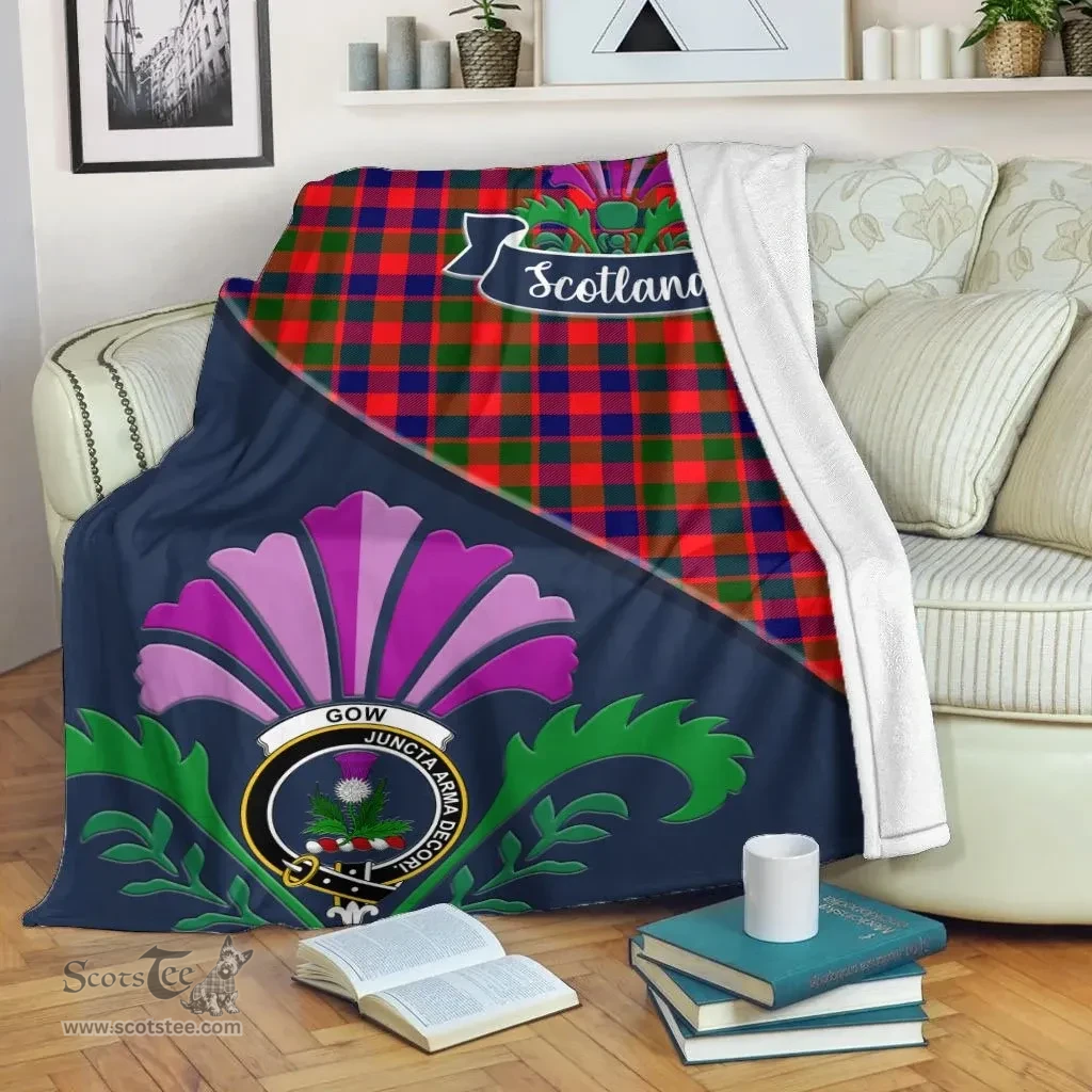 Scottish Gow (of Skeoch) Clant Tartan Blanket - Crest Scotland Thistle Scottish Plaid Tartan Plaid