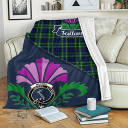 Scottish MacNeill of Barra Clant Tartan Blanket - Crest Scotland Thistle Scottish Plaid Tartan Plaid