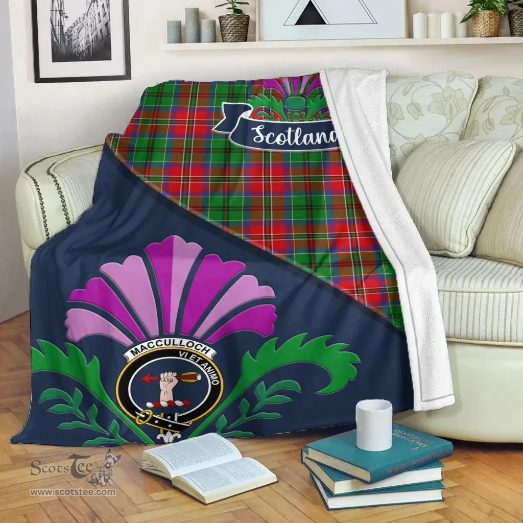 Scottish MacCulloch (McCulloch) Clant Tartan Blanket - Crest Scotland Thistle Scottish Plaid Tartan Plaid