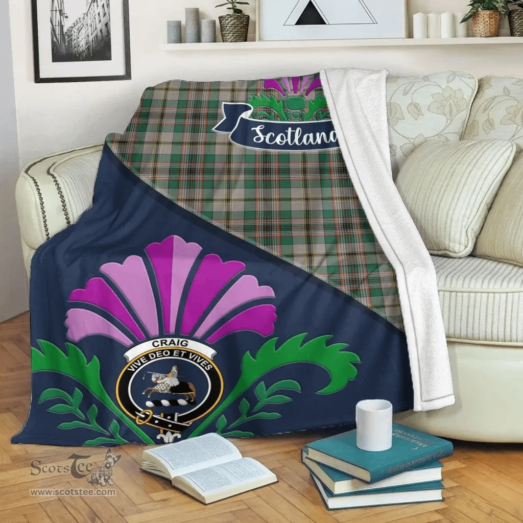 Scottish Craig Clant Tartan Blanket - Crest Scotland Thistle Scottish Plaid Tartan Plaid