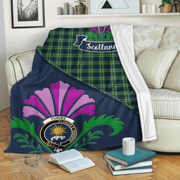 Scottish Purves Clant Tartan Blanket - Crest Scotland Thistle Scottish Plaid Tartan Plaid