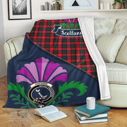 Scottish Hopkirk Clant Tartan Blanket - Crest Scotland Thistle Scottish Plaid Tartan Plaid