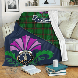 Scottish Logie Clant Tartan Blanket - Crest Scotland Thistle Scottish Plaid Tartan Plaid