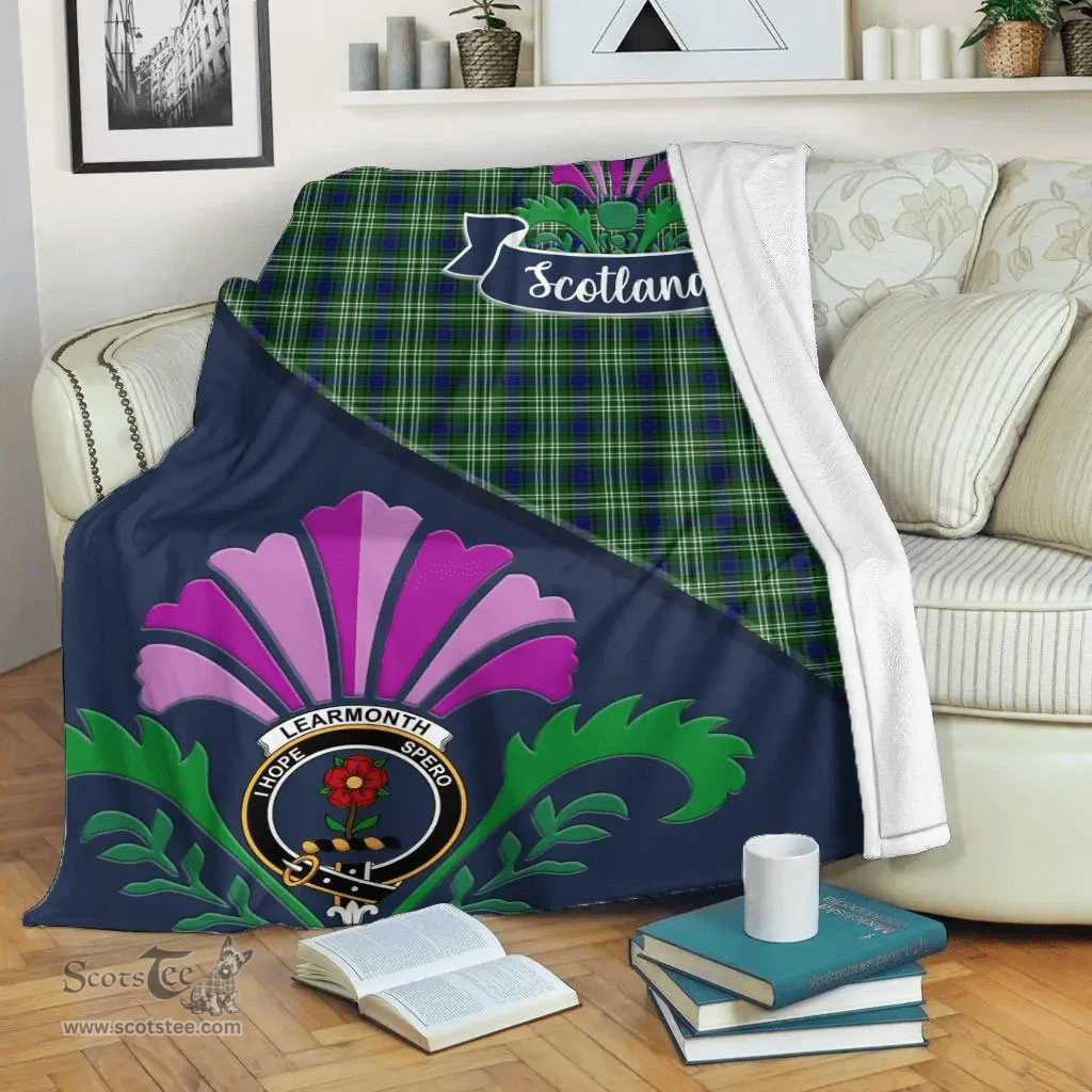 Scottish Learmonth Clant Tartan Blanket - Crest Scotland Thistle Scottish Plaid Tartan Plaid