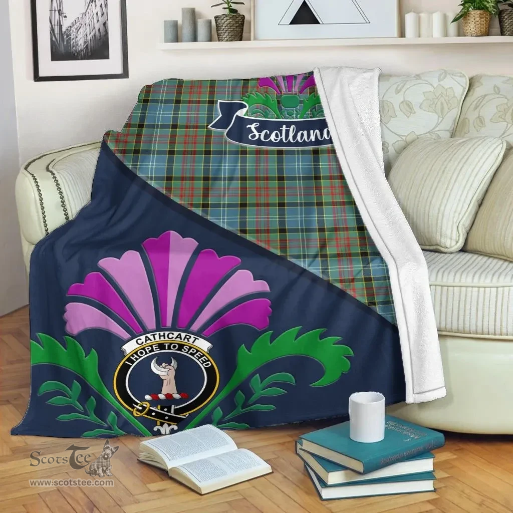 Scottish Cathcart Clant Tartan Blanket - Crest Scotland Thistle Scottish Plaid Tartan Plaid