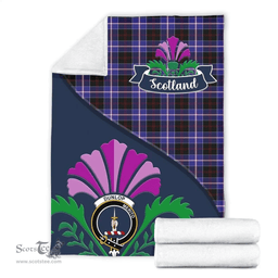 Scottish Dunlop Clant Tartan Blanket - Crest Scotland Thistle Scottish Plaid Tartan Plaid