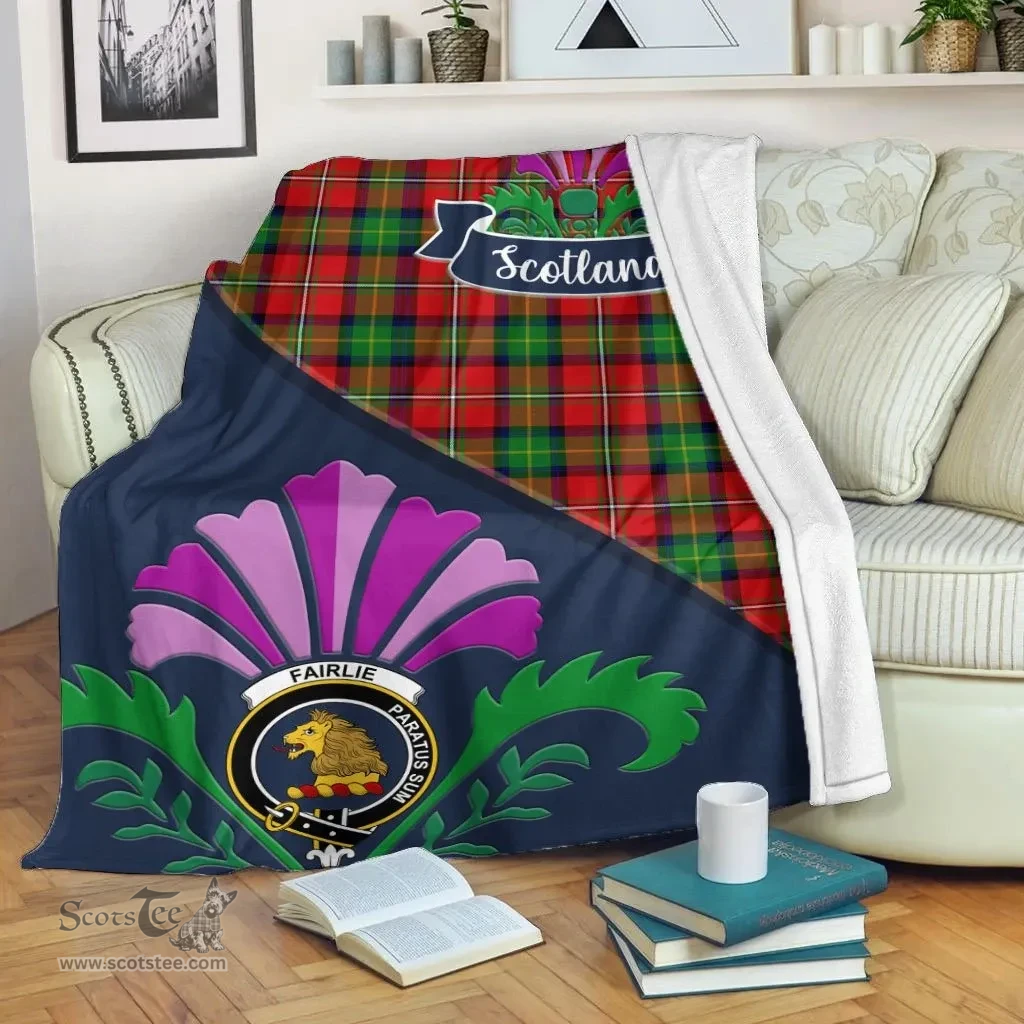 Scottish Fairlie Clant Tartan Blanket - Crest Scotland Thistle Scottish Plaid Tartan Plaid