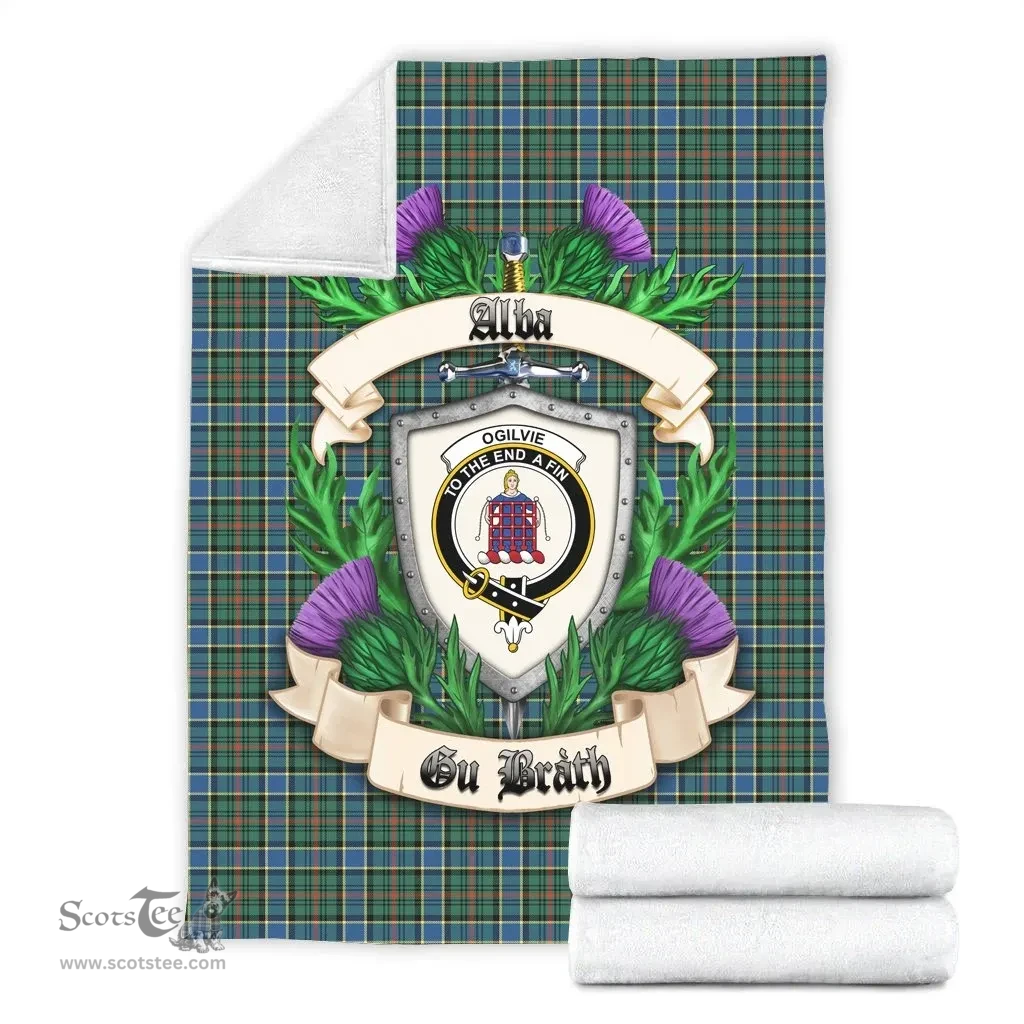 Scottish Ogilvie Hunting Ancient Clan Tartan Blanket - Crest Thistle Style Scottish Plaid Tartan Plaid