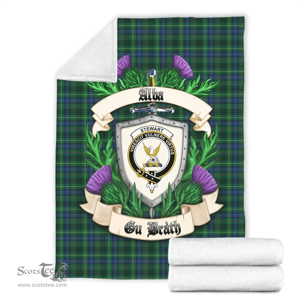 Scottish Stewart Hunting Modern Clan Tartan Blanket - Crest Thistle Style Scottish Plaid Tartan Plaid