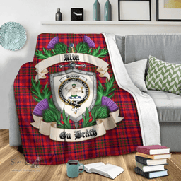 Scottish Murray of Tulloch Modern Clan Tartan Blanket - Crest Thistle Style Scottish Plaid Tartan Plaid