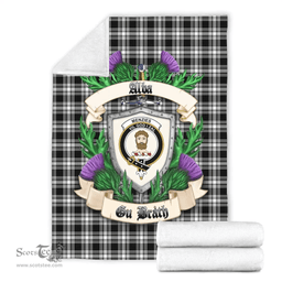Scottish Menzies Thistle & White Modern Clan Tartan Blanket - Crest Thistle Style Scottish Plaid Tartan Plaid