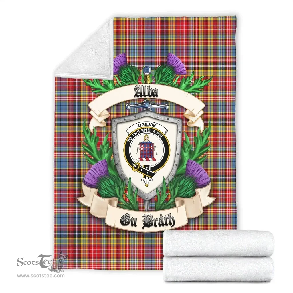 Scottish Ogilvie of Airlie Ancient Clan Tartan Blanket - Crest Thistle Style Scottish Plaid Tartan Plaid