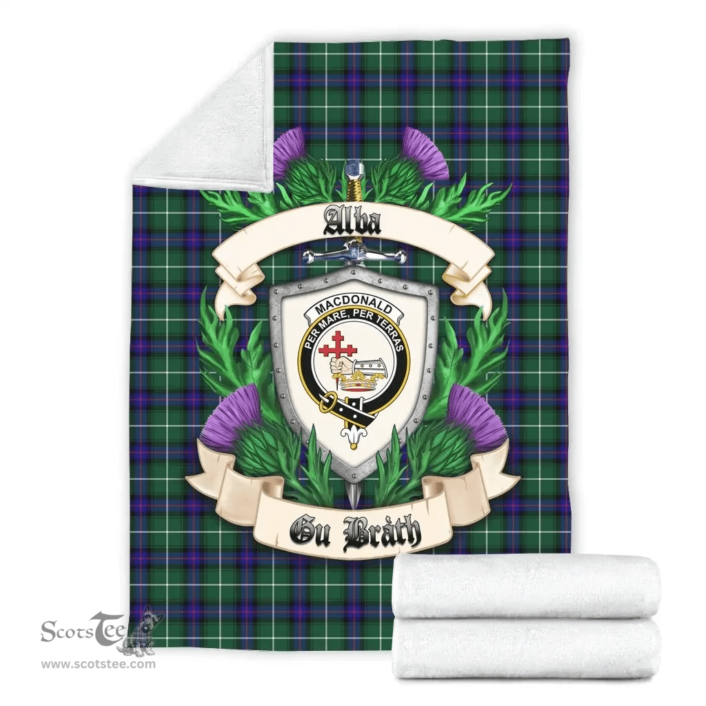 Scottish MacDonald of the Isles Hunting Modern Clan Tartan Blanket - Crest Thistle Style Scottish Plaid Tartan Plaid