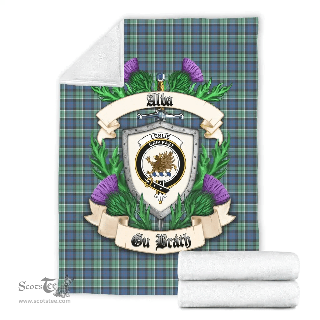 Scottish Leslie Hunting Ancient Clan Tartan Blanket - Crest Thistle Style Scottish Plaid Tartan Plaid