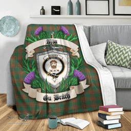 Scottish Menzies Green Ancient Clan Tartan Blanket - Crest Thistle Style Scottish Plaid Tartan Plaid