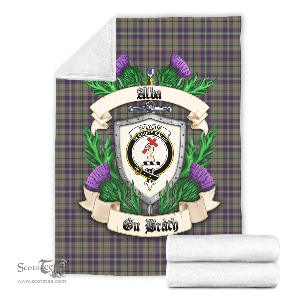 Scottish Tailyour Weathered Clan Tartan Blanket - Crest Thistle Style Scottish Plaid Tartan Plaid