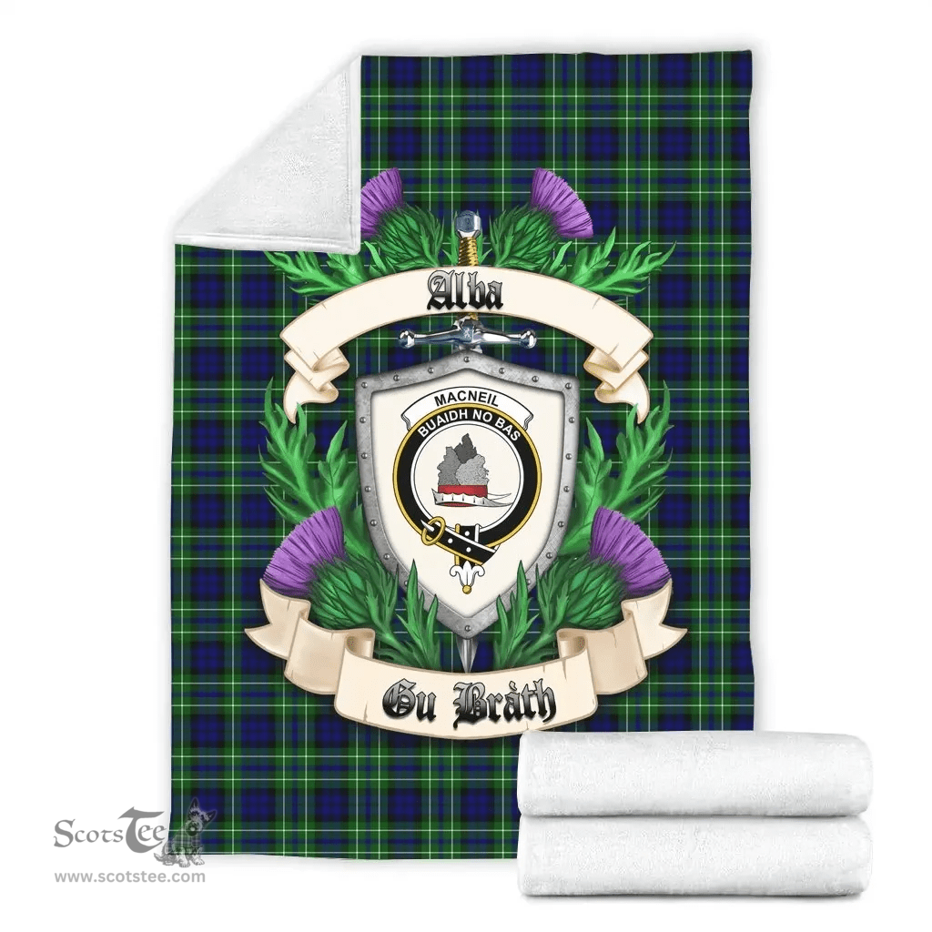 Scottish MacNeil of Colonsay Modern Clan Tartan Blanket - Crest Thistle Style Scottish Plaid Tartan Plaid
