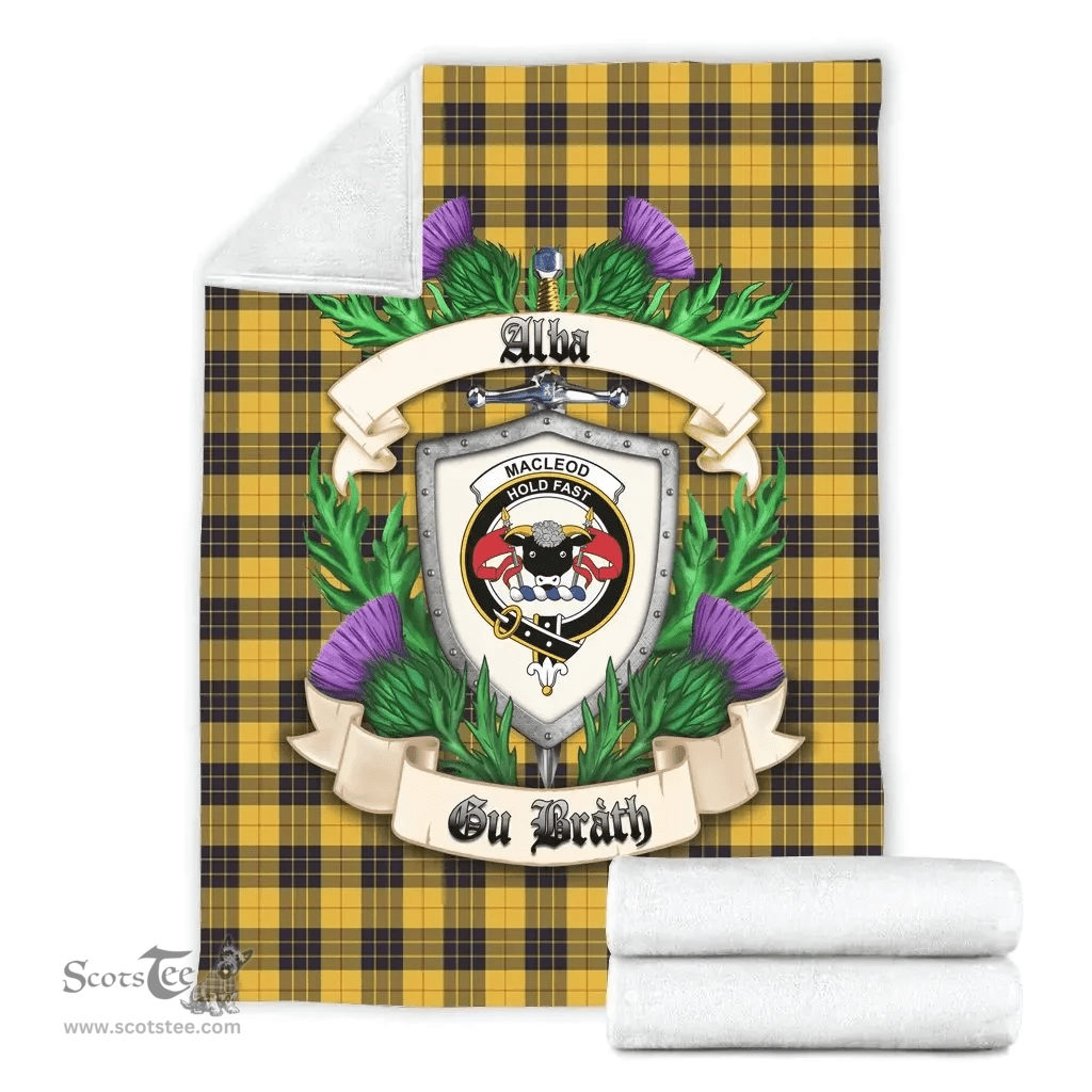 Scottish MacLeod of Lewis Ancient Clan Tartan Blanket - Crest Thistle Style Scottish Plaid Tartan Plaid