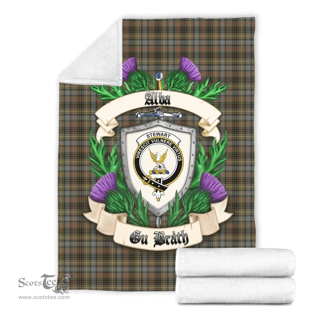 Scottish Stewart Hunting Weathered Clan Tartan Blanket - Crest Thistle Style Scottish Plaid Tartan Plaid