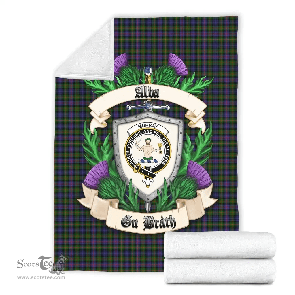 Scottish Murray of Atholl Modern Clan Tartan Blanket - Crest Thistle Style Scottish Plaid Tartan Plaid