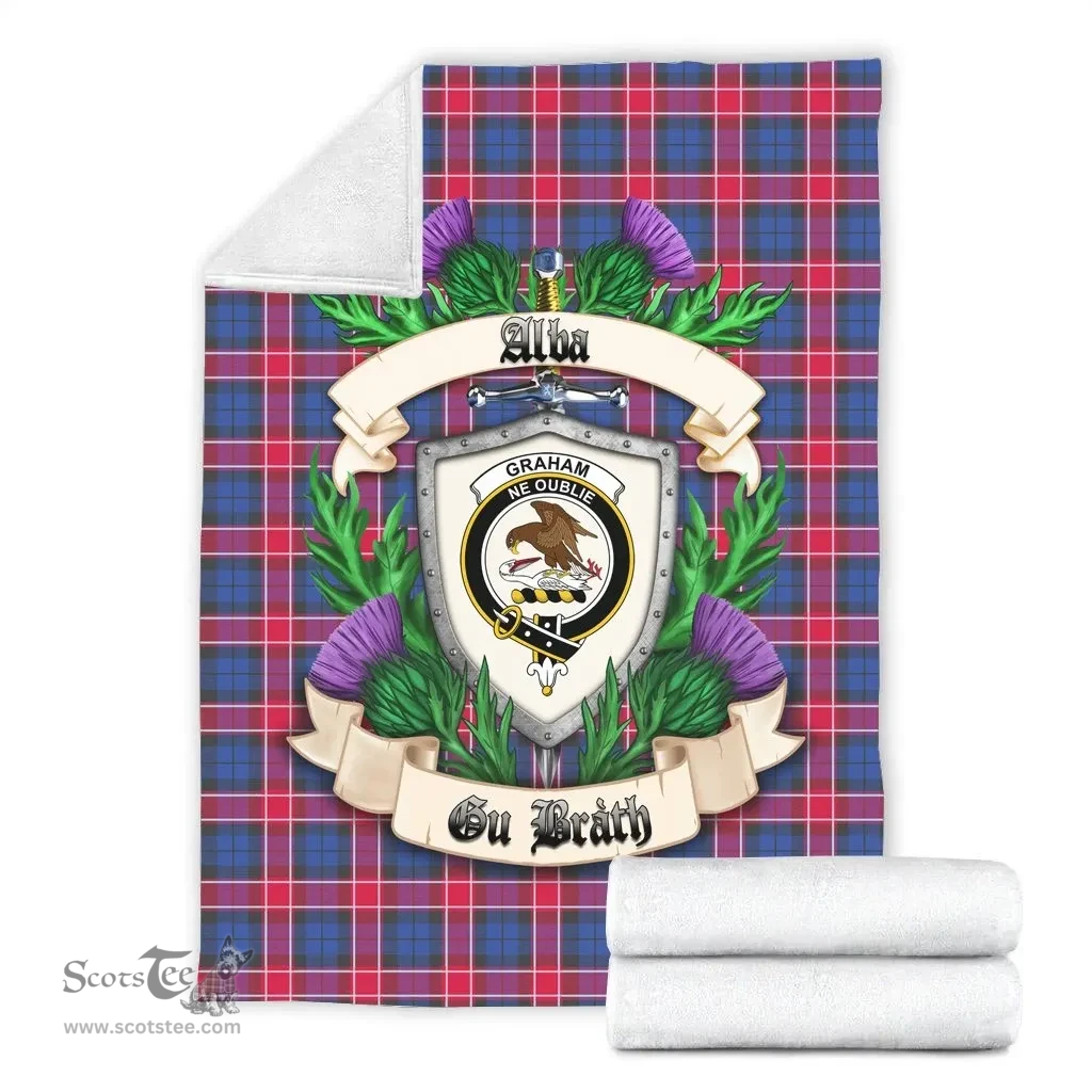 Scottish Graham of Menteith Red Clan Tartan Blanket - Crest Thistle Style Scottish Plaid Tartan Plaid
