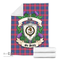 Scottish Graham of Menteith Red Clan Tartan Blanket - Crest Thistle Style Scottish Plaid Tartan Plaid