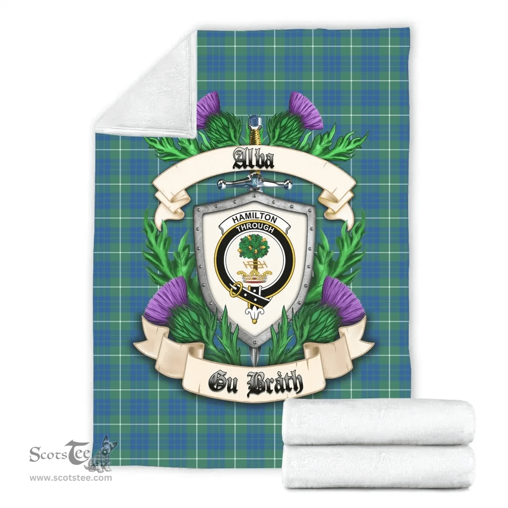Scottish Hamilton Hunting Ancient Clan Tartan Blanket - Crest Thistle Style Scottish Plaid Tartan Plaid