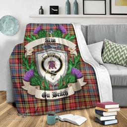 Scottish Ogilvie of Airlie Ancient Clan Tartan Blanket - Crest Thistle Style Scottish Plaid Tartan Plaid