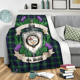 Scottish MacDonald of the Isles Hunting Modern Clan Tartan Blanket - Crest Thistle Style Scottish Plaid Tartan Plaid