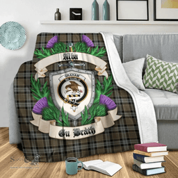 Scottish Graham of Menteith Weathered Clan Tartan Blanket - Crest Thistle Style Scottish Plaid Tartan Plaid