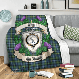 Scottish MacNeil of Colonsay Modern Clan Tartan Blanket - Crest Thistle Style Scottish Plaid Tartan Plaid