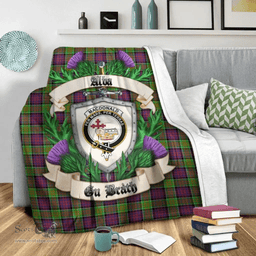 Scottish MacDonald of Clanranald Clan Tartan Blanket - Crest Thistle Style Scottish Plaid Tartan Plaid