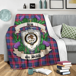 Scottish Graham of Menteith Red Clan Tartan Blanket - Crest Thistle Style Scottish Plaid Tartan Plaid