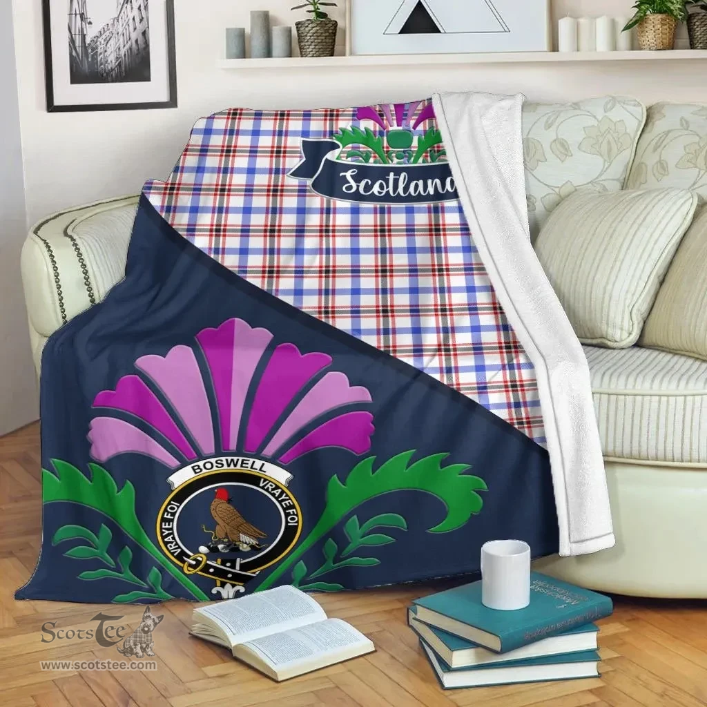 Scottish Boswell Clant Tartan Blanket - Crest Scotland Thistle Scottish Plaid Tartan Plaid