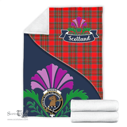 Scottish Binning of Wallifoord Clant Tartan Blanket - Crest Scotland Thistle Scottish Plaid Tartan Plaid