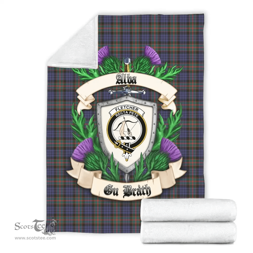 Scottish Fletcher of Dunans Clan Tartan Blanket - Crest Thistle Style Scottish Plaid Tartan Plaid
