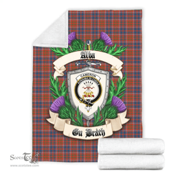 Scottish Cameron of Lochiel Ancient Clan Tartan Blanket - Crest Thistle Style Scottish Plaid Tartan Plaid