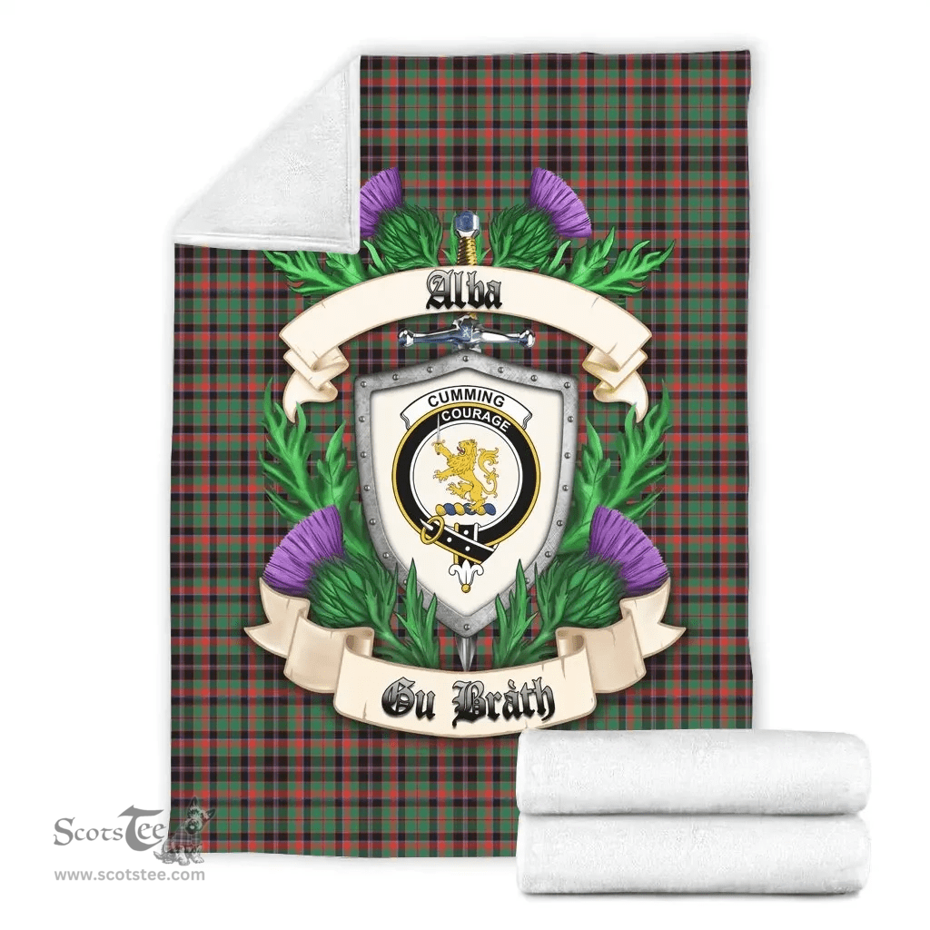 Scottish Cumming Hunting Ancient Clan Tartan Blanket - Crest Thistle Style Scottish Plaid Tartan Plaid