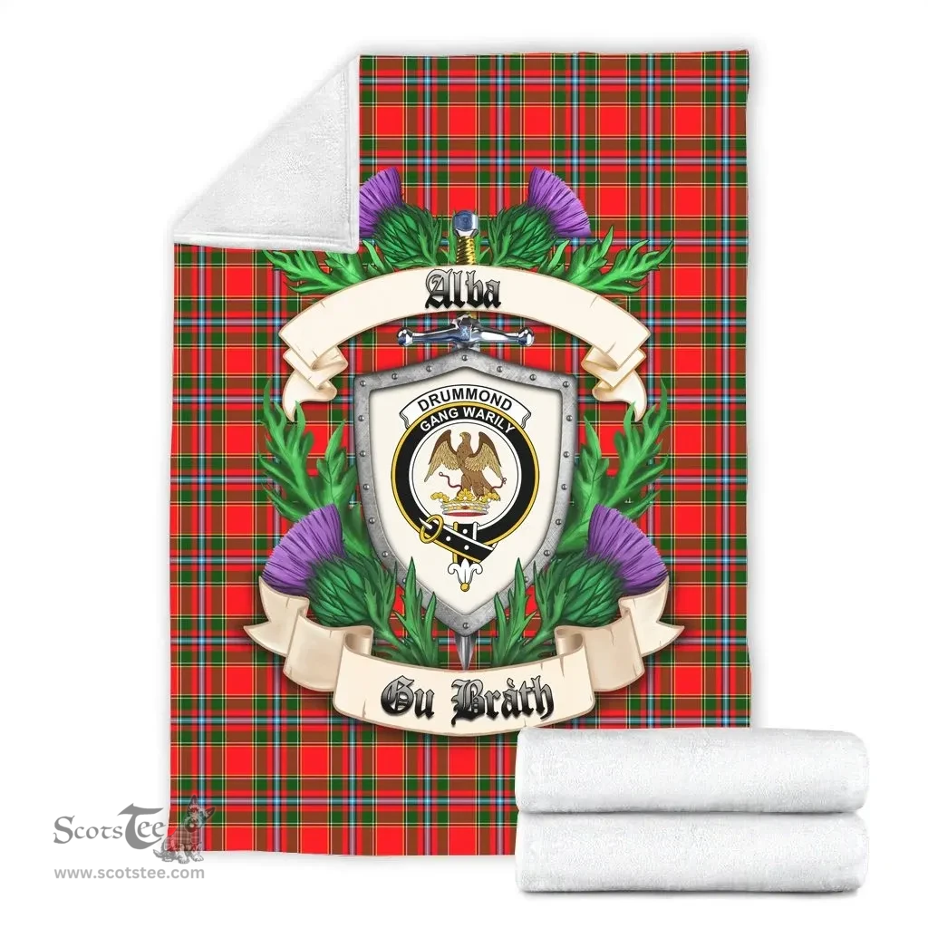 Scottish Drummond of Perth Clan Tartan Blanket - Crest Thistle Style Scottish Plaid Tartan Plaid