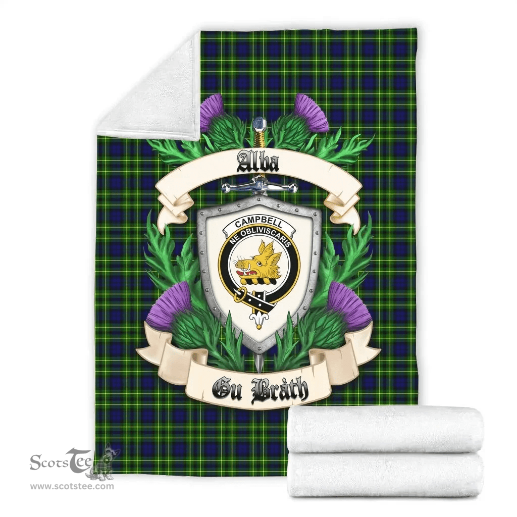 Scottish Campbell of Breadalbane Modern Clan Tartan Blanket - Crest Thistle Style Scottish Plaid Tartan Plaid