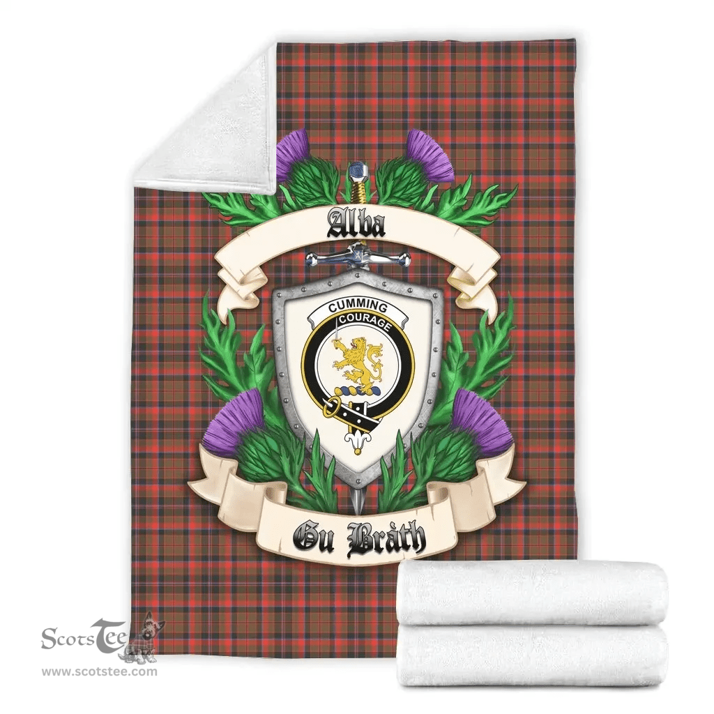 Scottish Cumming Hunting Weathered Clan Tartan Blanket - Crest Thistle Style Scottish Plaid Tartan Plaid