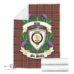 Scottish Cumming Hunting Weathered Clan Tartan Blanket - Crest Thistle Style Scottish Plaid Tartan Plaid
